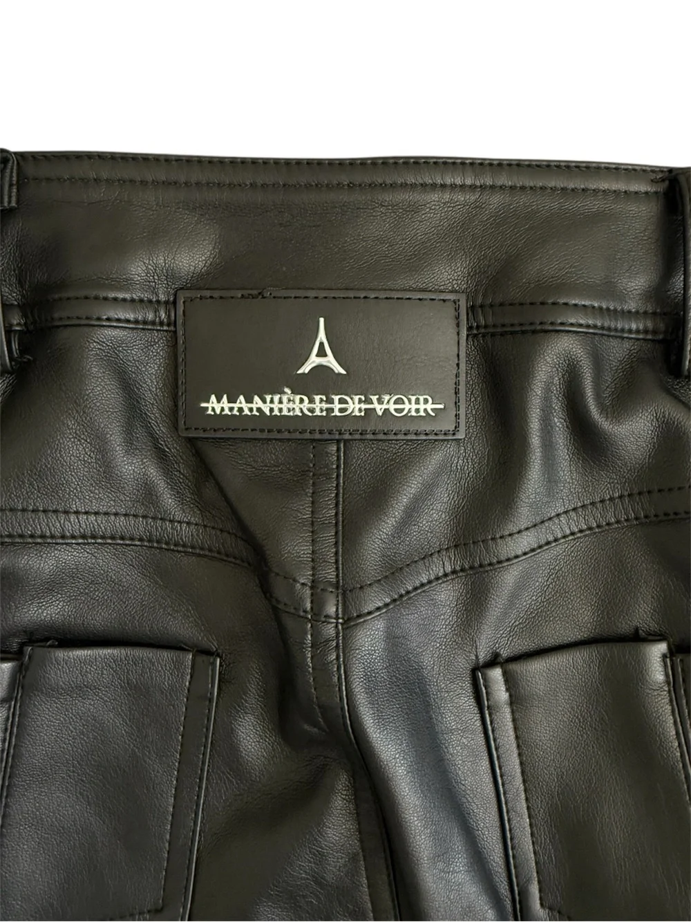 Manière De Voir Ambre Vegan Leather Lace-Up Flared Trousers | Black | Size 2 - Picture 10 of 15